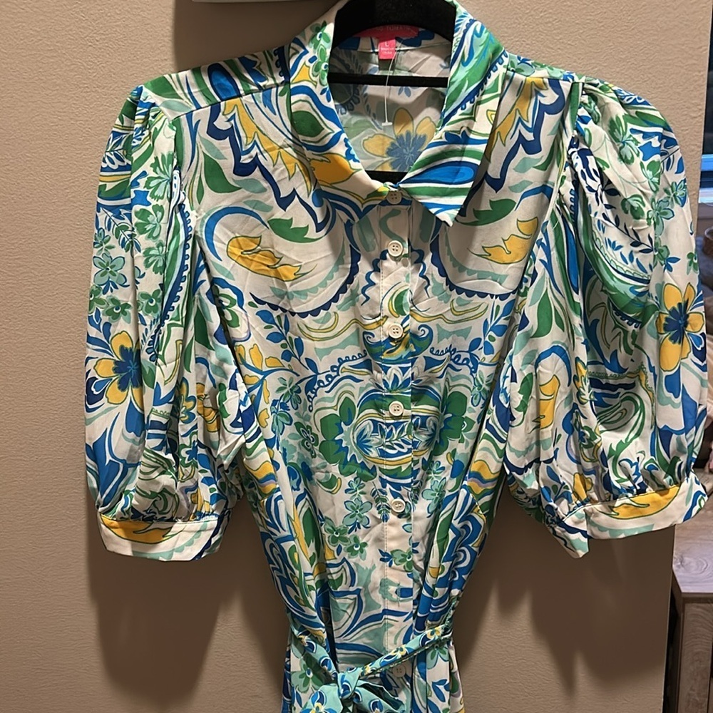 Flying Tomato Call It Love Floral Shirt Dress Size Large - Picture 2 of 15